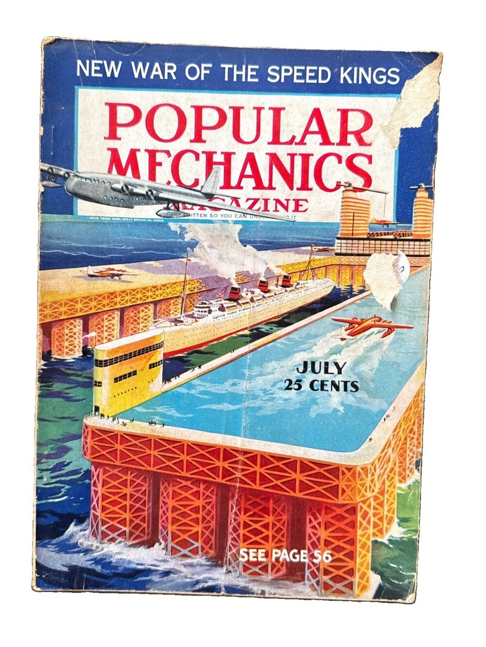 1937 July POPULAR MECHANICS MAGAZINE New War Of The Speed Kings Read Desc.